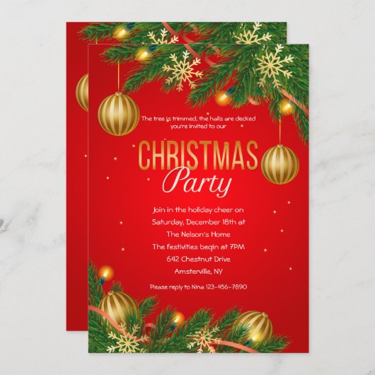 Invitations de Noël (Devant / Derrière)