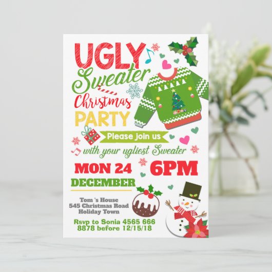 Invitations de Noël à un pull moche (Debout devant)