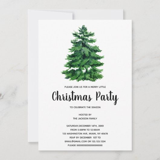 Invitations de Noël Arbre (Devant)
