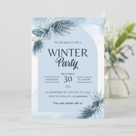 Invitations de Noël aux Berries rouges d'hiver. (Debout devant)