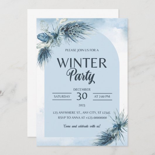 Invitations de Noël aux Berries rouges d'hiver. (Devant / Derrière)