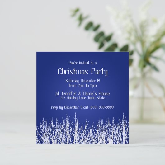 Invitations de Noël Bleu Blanc Invitations (Debout devant)