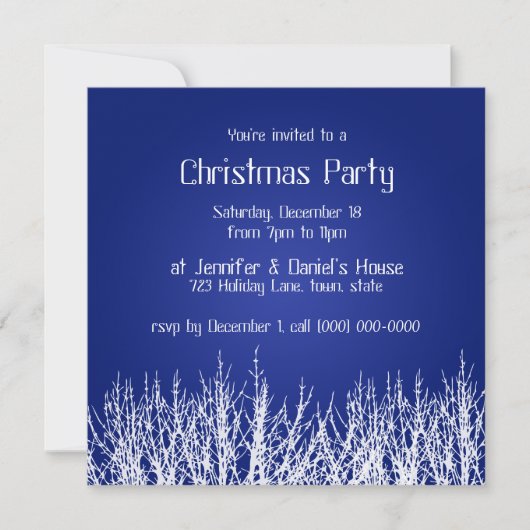 Invitations de Noël Bleu Blanc Invitations (Devant)