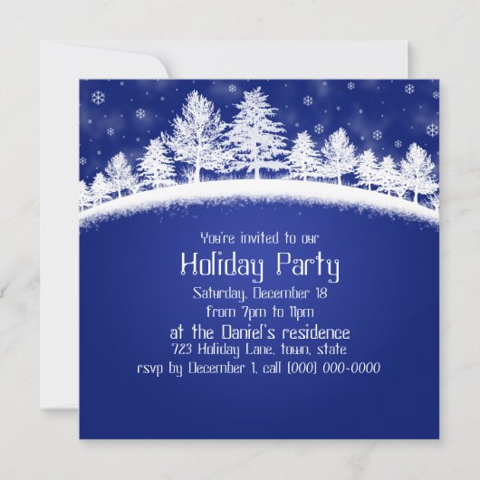 Invitations de Noël Bleu et blanc (Devant)