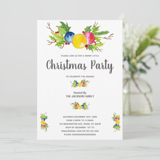 Invitations de Noël bleu jaune rose (Debout devant)