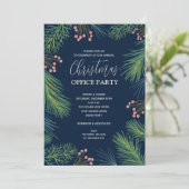 Invitations de Noël chic Berries et Pins (Debout devant)