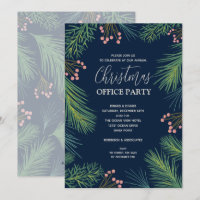 Invitations de Noël chic Berries et Pins