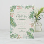 Invitations de Noël chic Berries et Pins (Debout devant)