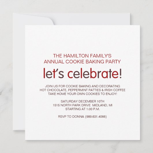Invitations de Noël Cookie Exchange Party (Dos)