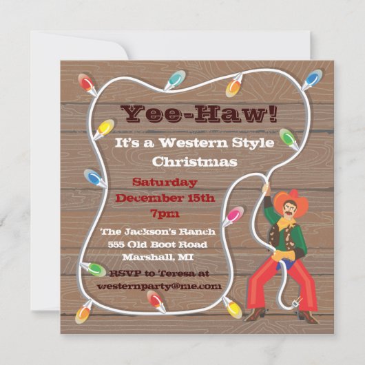 Invitations de Noël Cowboy Lasso (Devant)