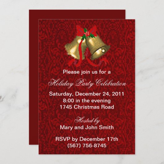 Invitations de Noël de Bells (Devant / Derrière)