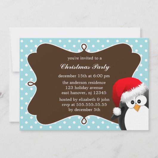 Invitations de Noël de Pingouin de vacances (Devant)