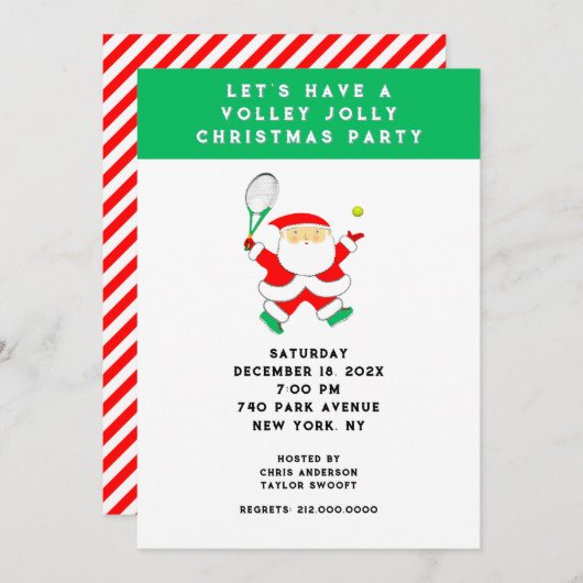 Invitations de Noël de tennis (Devant / Derrière)