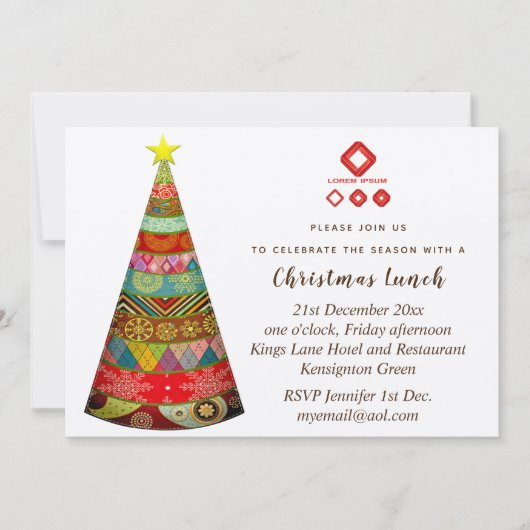 Invitations de Noël d'entreprise Folkart rustique (Devant)