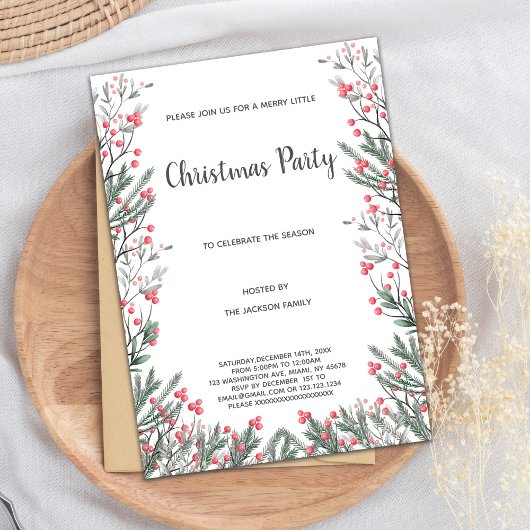 Invitations de Noël en herbe florale