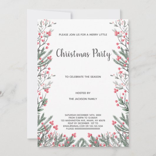 Invitations de Noël en herbe florale (Devant)