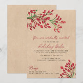 Invitations de Noël/Fêtes Feuilles de la baie (Devant / Derrière)