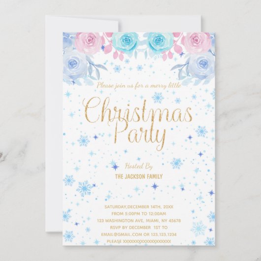 Invitations de Noël florales (Devant)