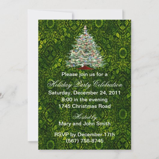 Invitations de Noël Green Tree (Devant)