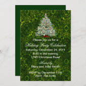 Invitations de Noël Green Tree (Devant / Derrière)