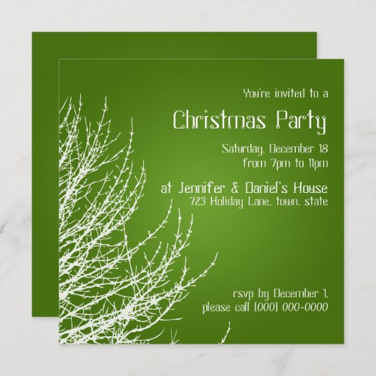 Invitations de Noël Green White Invitations (Devant / Derrière)
