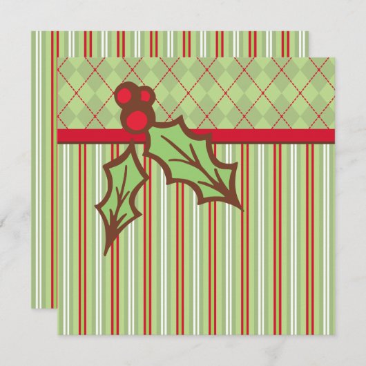 Invitations de Noël Holly (Devant / Derrière)