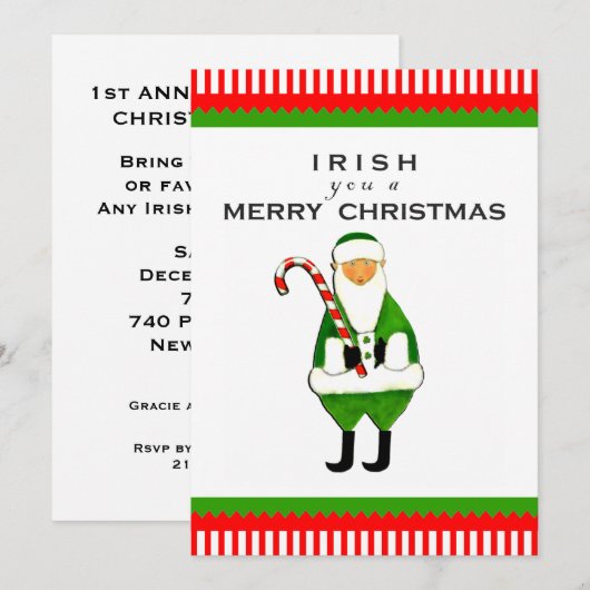 Invitations de Noël irlandaises (Devant / Derrière)
