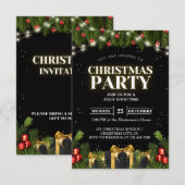 Invitations de Noël noir classique (Devant / Derrière)
