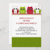 Invitations de Noël Owl Fête (Devant / Derrière)