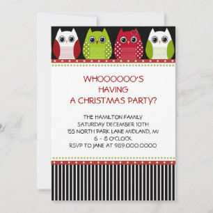 Invitations de Noël Owl Fête