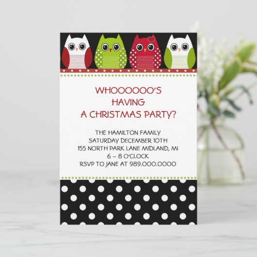 Invitations de Noël Owl Fête (Debout devant)