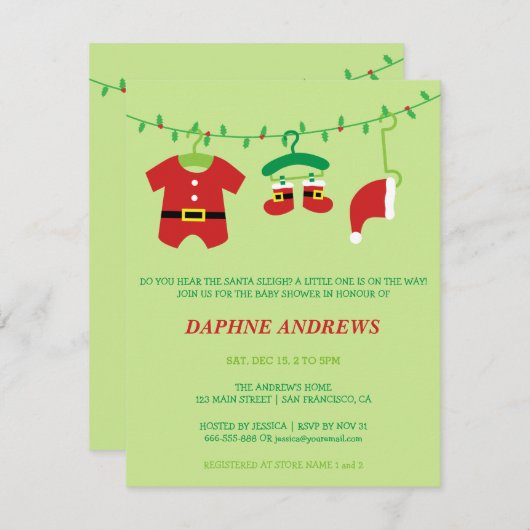 Invitations de Noël Père Noël Baby shower Party (Devant / Derrière)