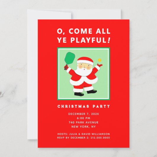 Invitations de Noël Pickleball (Devant)