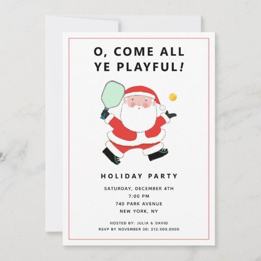 Invitations de Noël Pickleball (Devant)