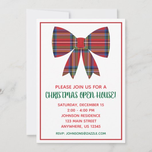 Invitations de Noël Plaid Bow Party (Devant)