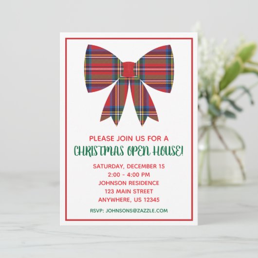Invitations de Noël Plaid Bow Party (Debout devant)