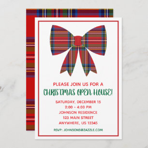 Invitations de Noël Plaid Bow Party