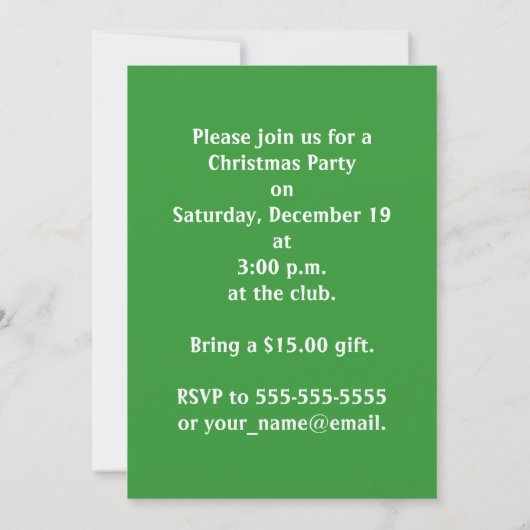 Invitations de Noël pour des golfeurs (Dos)