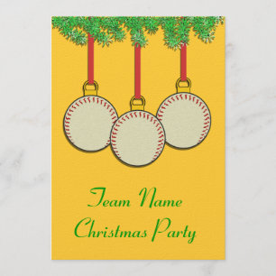 Invitations de Noël pour le base-ball ou le