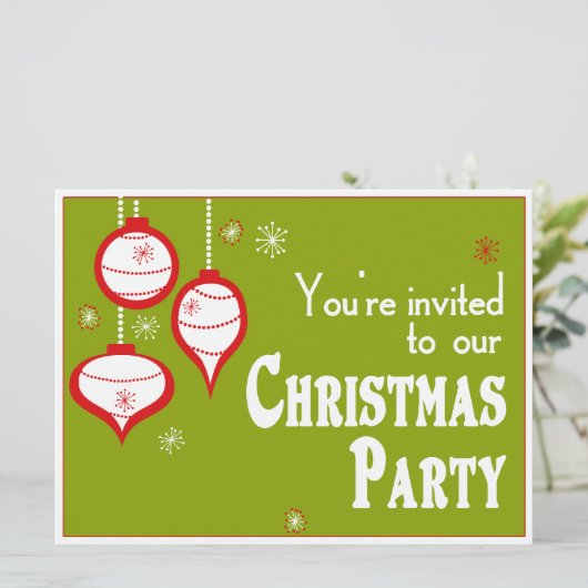 Invitations de Noël Retro Green (Debout devant)