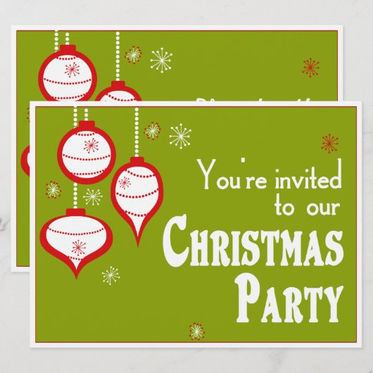 Invitations de Noël Retro Green (Devant / Derrière)