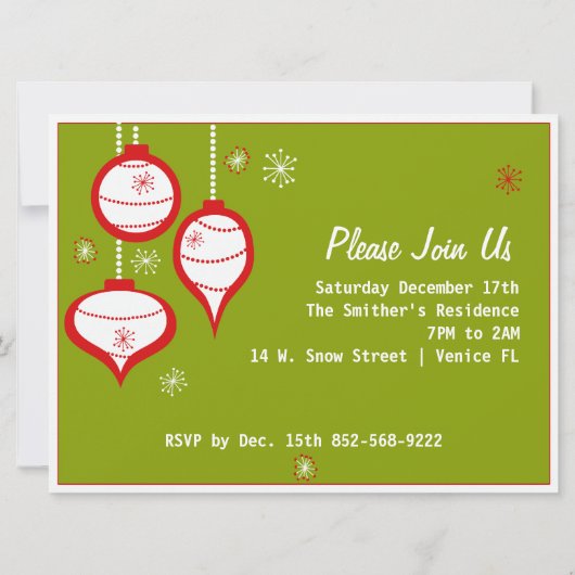 Invitations de Noël Retro Green (Dos)