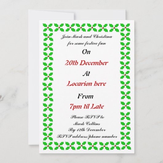 Invitations de Noël Robin Custom Party (Dos)