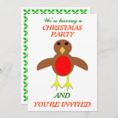 Invitations de Noël Robin Custom Party (Devant / Derrière)