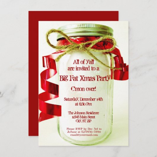 Invitations de Noël Rustic Mason Jar (Devant / Derrière)