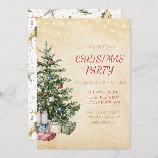 Invitations de Noël rustiques (Devant / Derrière)