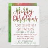 Invitations de Noël simples rouges et verts (Devant / Derrière)