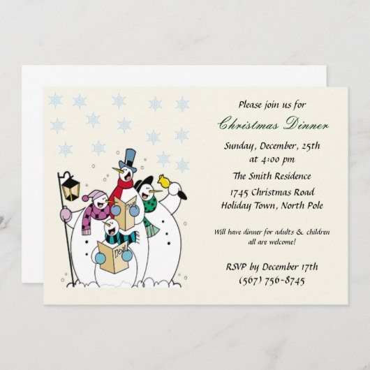 Invitations de Noël Snowman (Devant / Derrière)