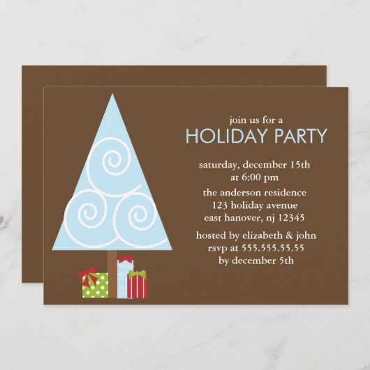 Invitations de Noël Tree Party (Devant / Derrière)