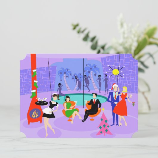 Invitations de Noël Tropical Retro (Debout devant)